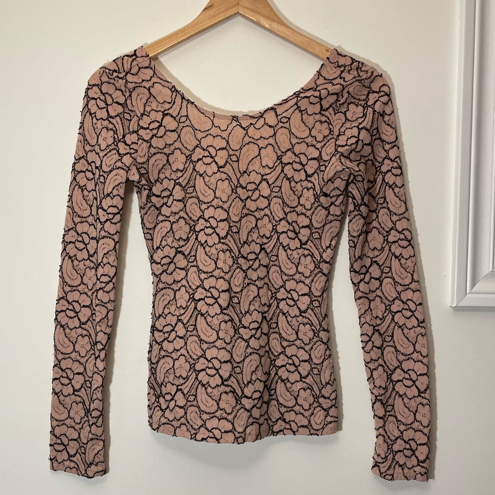 Silence + Noise Mesh Nude/Pink Long Sleeve with Scoop back